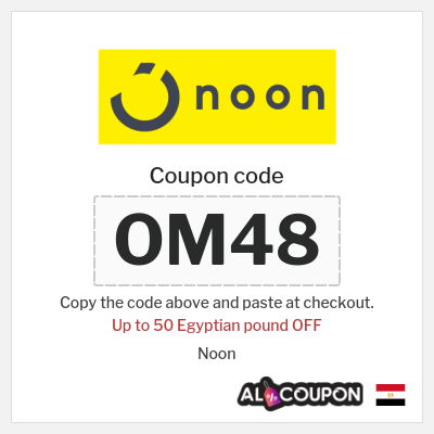 Coupon for Noon (OM48) Up to 50 Egyptian pound OFF