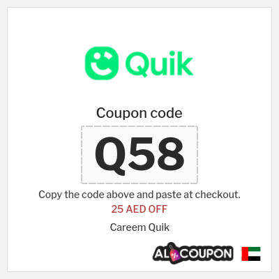 Coupon for Careem Quik (Q58) 25 AED OFF