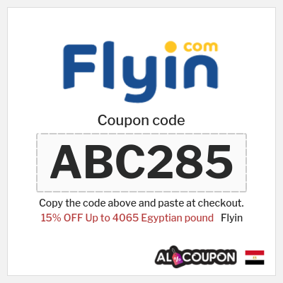 Coupon for Flyin (ABC285) 15% OFF Up to 4065 Egyptian pound