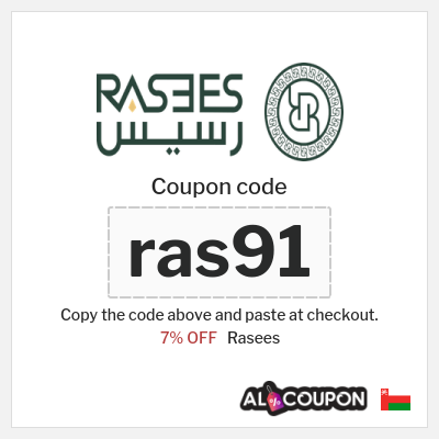 Coupon discount code for Rasees Exclusive 7% OFF Coupons
