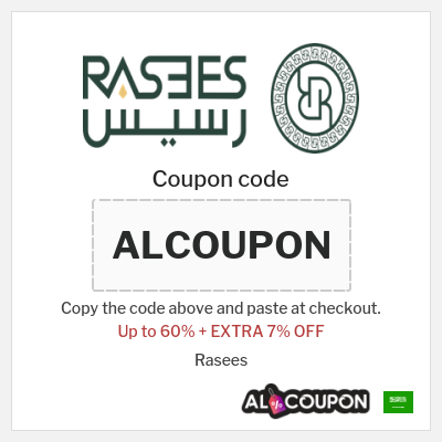 Coupon for Rasees (ALCOUPON) Up to 60% + EXTRA 7% OFF