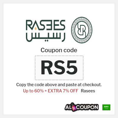 Coupon for Rasees (RS5) Up to 60% + EXTRA 7% OFF