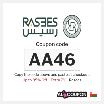 Rasees Coupon (AA46) Rasees Outlet Coupon Code July