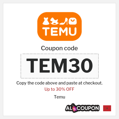 Coupon discount code for Temu 30% OFF