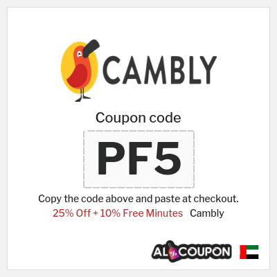 Coupon for Cambly (PF5) 25% Off + 10% Free Minutes