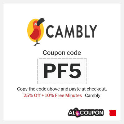 Coupon for Cambly (PF5) 25% Off + 10% Free Minutes