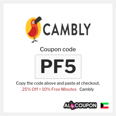 Coupon for Cambly (PF5) 25% Off + 10% Free Minutes