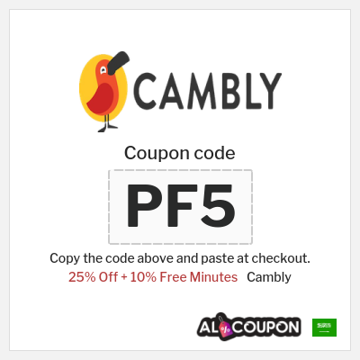 Coupon for Cambly (PF5) 25% Off + 10% Free Minutes