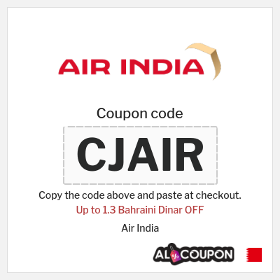 Coupon discount code for Air India Up to 4.5 Bahraini Dinar OFF