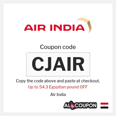 Coupon discount code for Air India Up to 188.1 Egyptian pound OFF