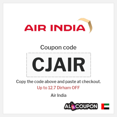 Coupon discount code for Air India Up to 44.1 Dirham OFF