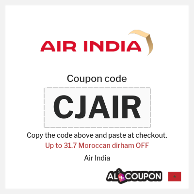 Coupon discount code for Air India Up to 109.8 Moroccan dirham OFF