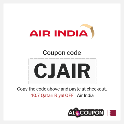 Coupon discount code for Air India Up to 40.7 Qatari Riyal OFF Promo Codes