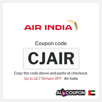 Coupon discount code for Air India Up to 44.1 Dirham OFF
