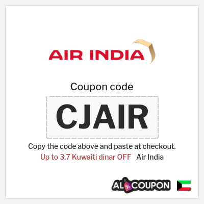 Coupon for Air India (CJAIR) Up to 3.7 Kuwaiti dinar OFF