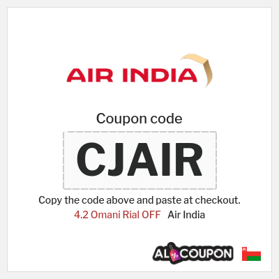 Coupon for Air India (CJAIR) 4.2 Omani Rial OFF