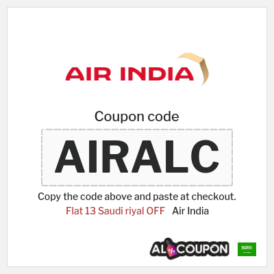 Coupon for Air India (AIRALC) Flat 13 Saudi riyal OFF