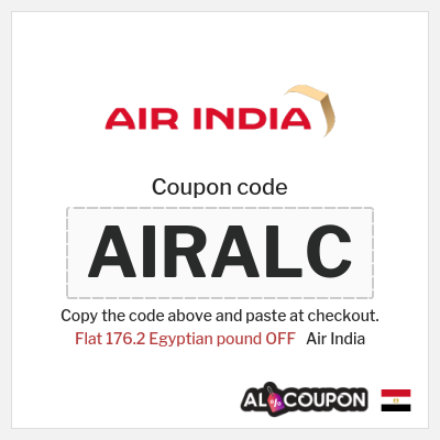Coupon for Air India (AIRALC) Flat 176.2 Egyptian pound OFF