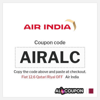 Coupon for Air India (AIRALC) Flat 12.6 Qatari Riyal OFF