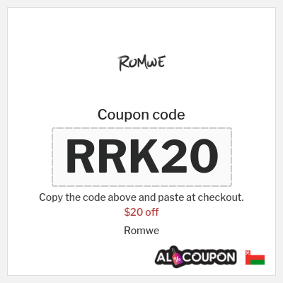 Coupon for Romwe (RRK20) $20 off