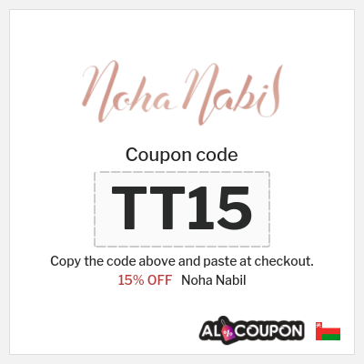 Coupon for Noha Nabil (TT15) 15% OFF