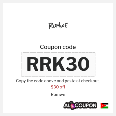 Coupon for Romwe (RRK30) $30 off