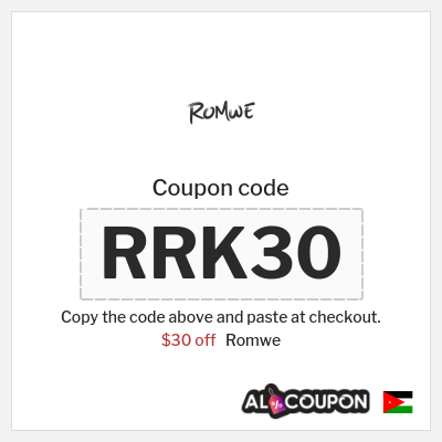 Coupon for Romwe (RRK30) $30 off