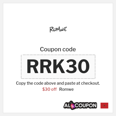 Coupon for Romwe (RRK30) $30 off