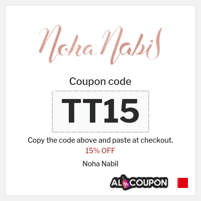 Coupon for Noha Nabil (TT15) 15% OFF