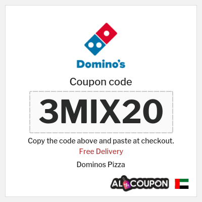 Coupon for Dominos Pizza (3MIX20) Free Delivery