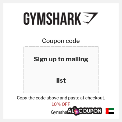 Coupon for Gymshark (Sign up to mailing list) 10% OFF