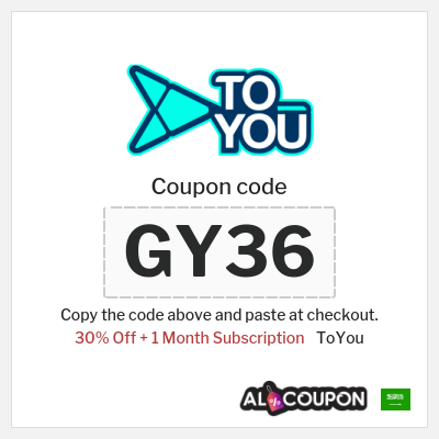 Coupon for ToYou (GY36) 30% Off + 1 Month Subscription