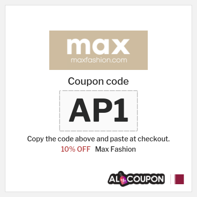 Max Fashion Coupon (AP1) Max Discount Code Qatar