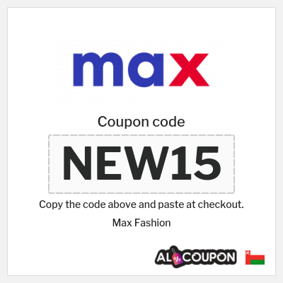 Max Fashion Coupon (NEW15) Max First Order Promo Code 2024 | 15% OFF for new customers