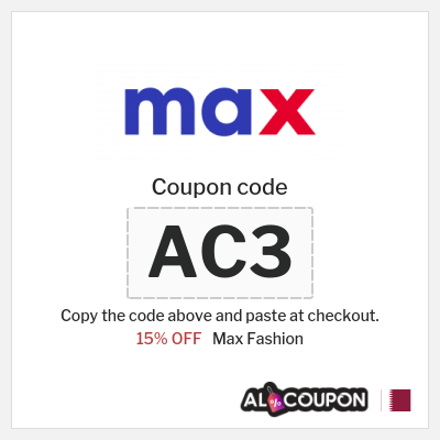 Max Fashion Coupon (AC3) Max First Order Promo Code 2025 | 15% OFF for new customers