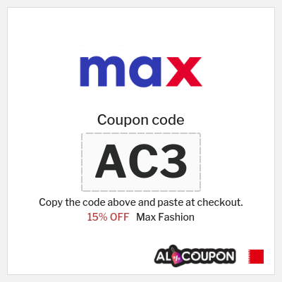 Max Fashion Coupon (AC3) Max First Order Promo Code 2026 | 15% OFF for new customers