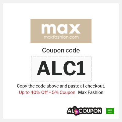Max Fashion Coupon (ALC1) Max Saudi National Day Discounts 2026