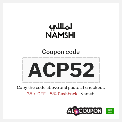 Coupon for Namshi (ACP52) 35% OFF + 5% Cashback