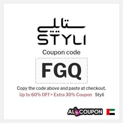 Coupon for Styli (FGQ) Up to 60% OFf + Extra 30% Coupon