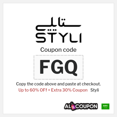 Coupon for Styli (FGQ) Up to 60% OFf + Extra 30% Coupon