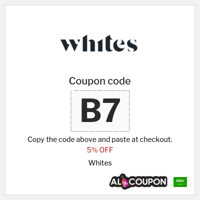 Coupon discount code for Whites 5% OFF