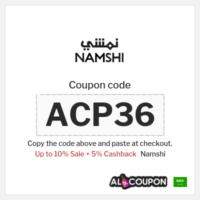 Coupon for Namshi (ACP36) Up to 10% Sale + 5% Cashback