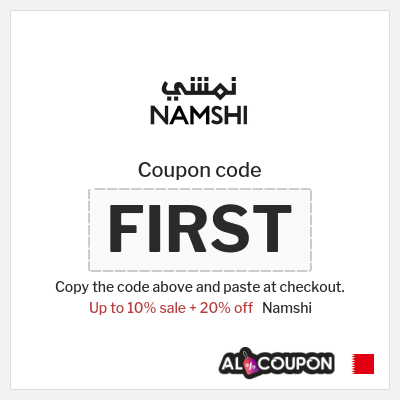 Coupon for Namshi (FIRST) Up to 10% sale + 20% off