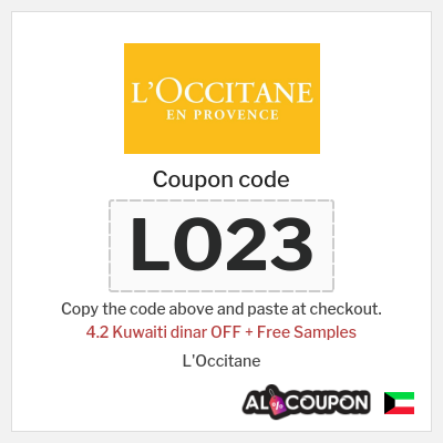 Coupon for L'Occitane (LO23) 4.2 Kuwaiti dinar OFF + Free Samples