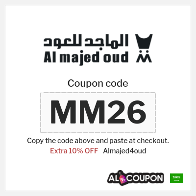 Coupon for Almajed4oud (MM26) Extra 10% OFF