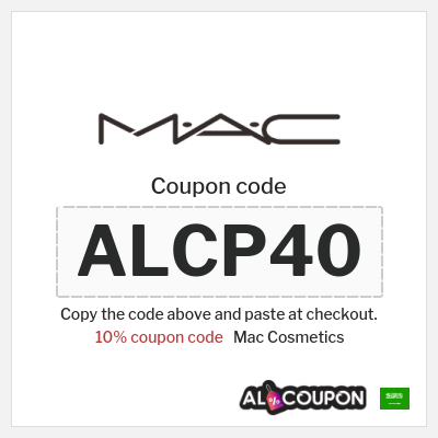 Coupon for Mac Cosmetics (ALCP40) 10% coupon code