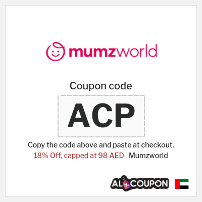 Coupon for Mumzworld (ACP) 18% Off, capped at 98 AED