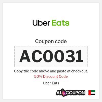 Coupon discount code for Uber Eats 50% Off first order