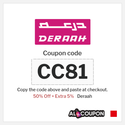 Coupon for Deraah (CC81) 50% Off + Extra 5%