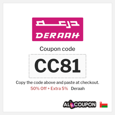 Coupon for Deraah (CC81) 50% Off + Extra 5%